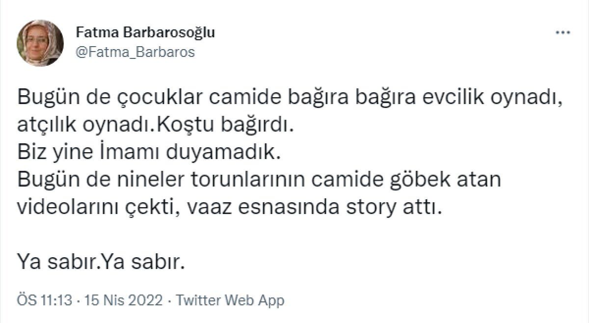 Fatma Barbarosoğlu tweet