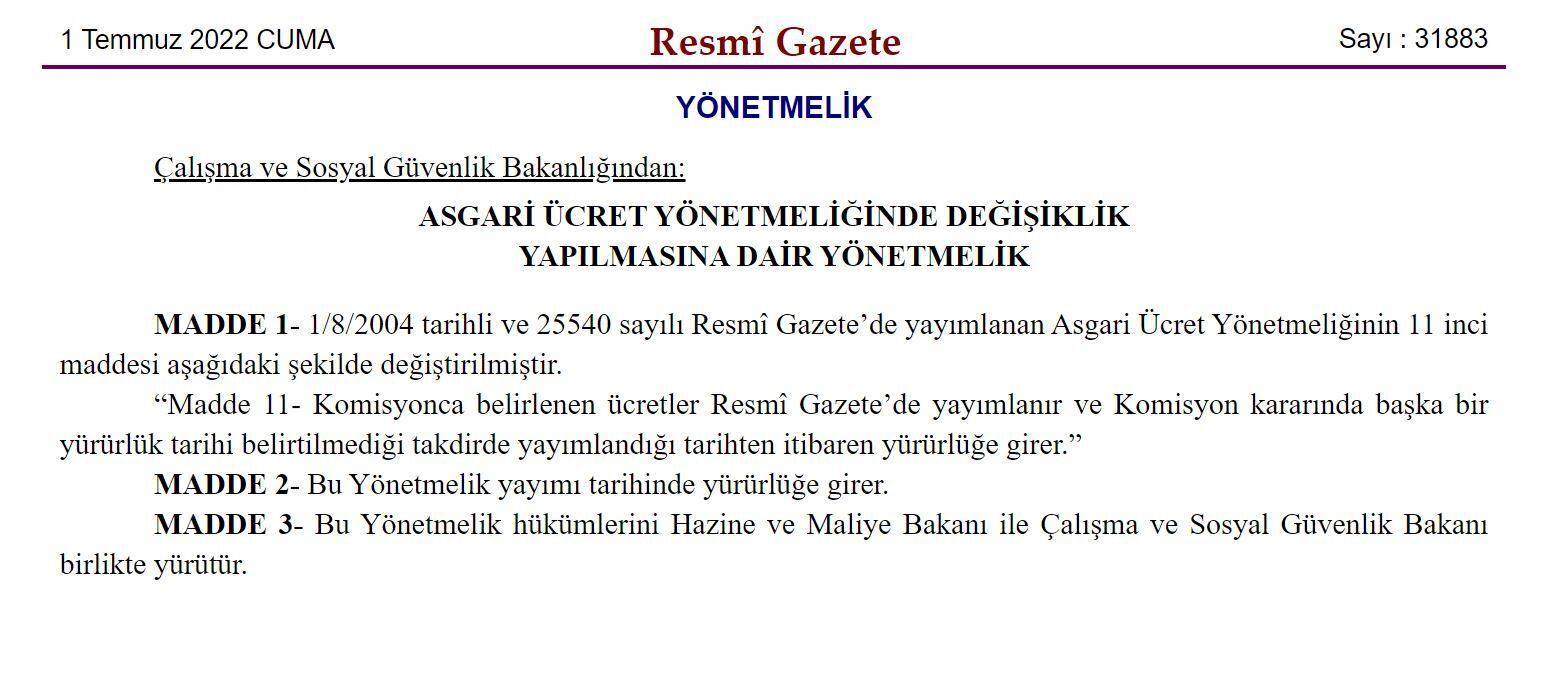 asgari ücret karar
