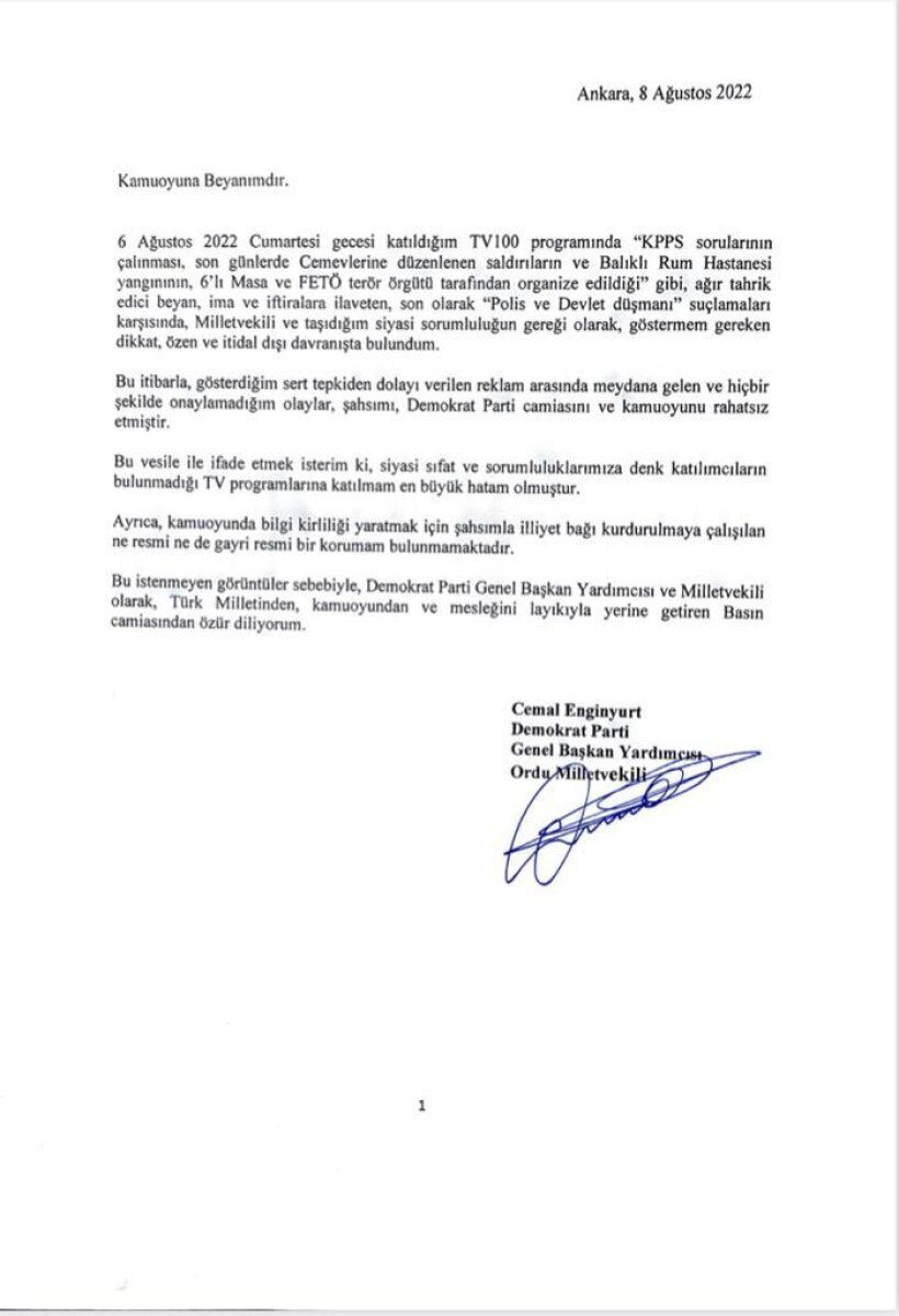 cemal enginyurt açıklama