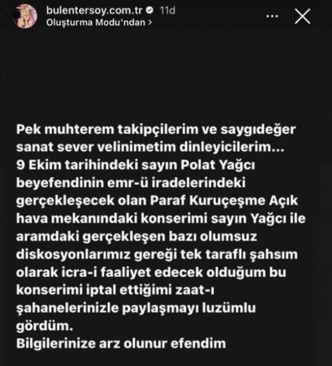 bülent ersoy açıklama