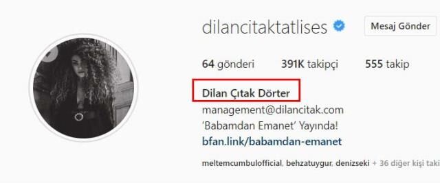 Dilan Çıtak Dörter Sosyal Medya