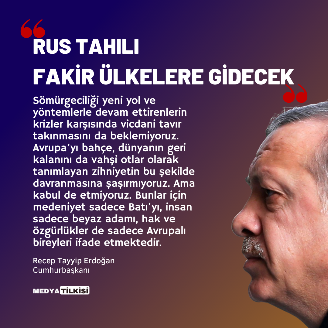 Cumhurbaşkanı Erdoğan Tahıl Manşet Kare