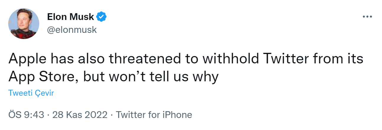 Elon Musk Apple Tweet