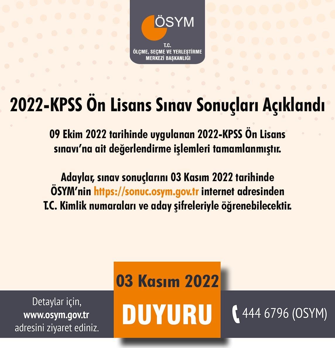 kpss 2022 ön lisans sonuç açıklama
