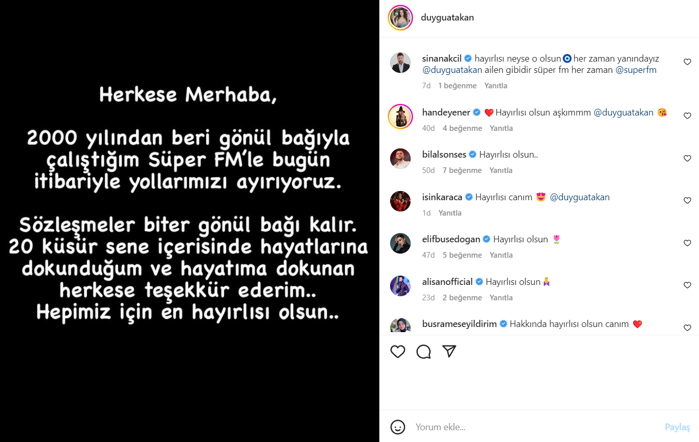 Duygu Atakan Post Ayrılık Paylaşım