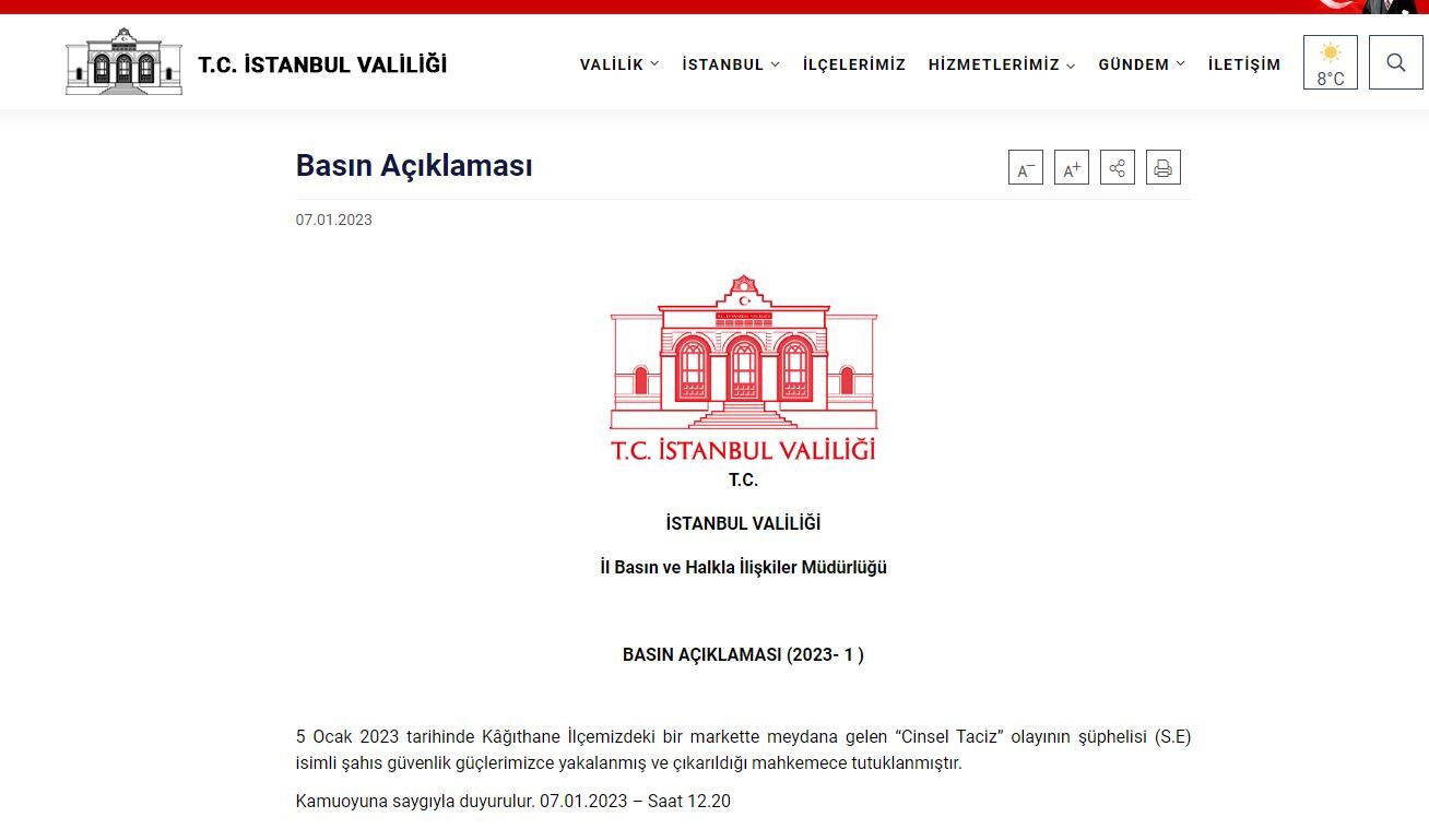 kağıthane sapığı valilik açıklama