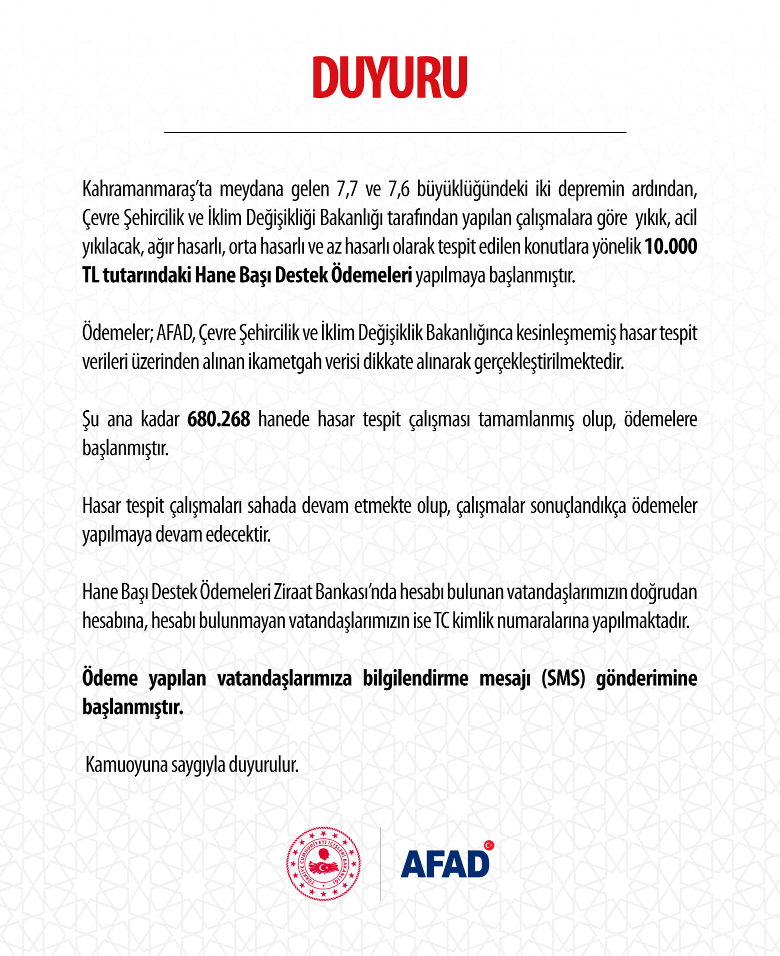 aFAD hane başı yardım