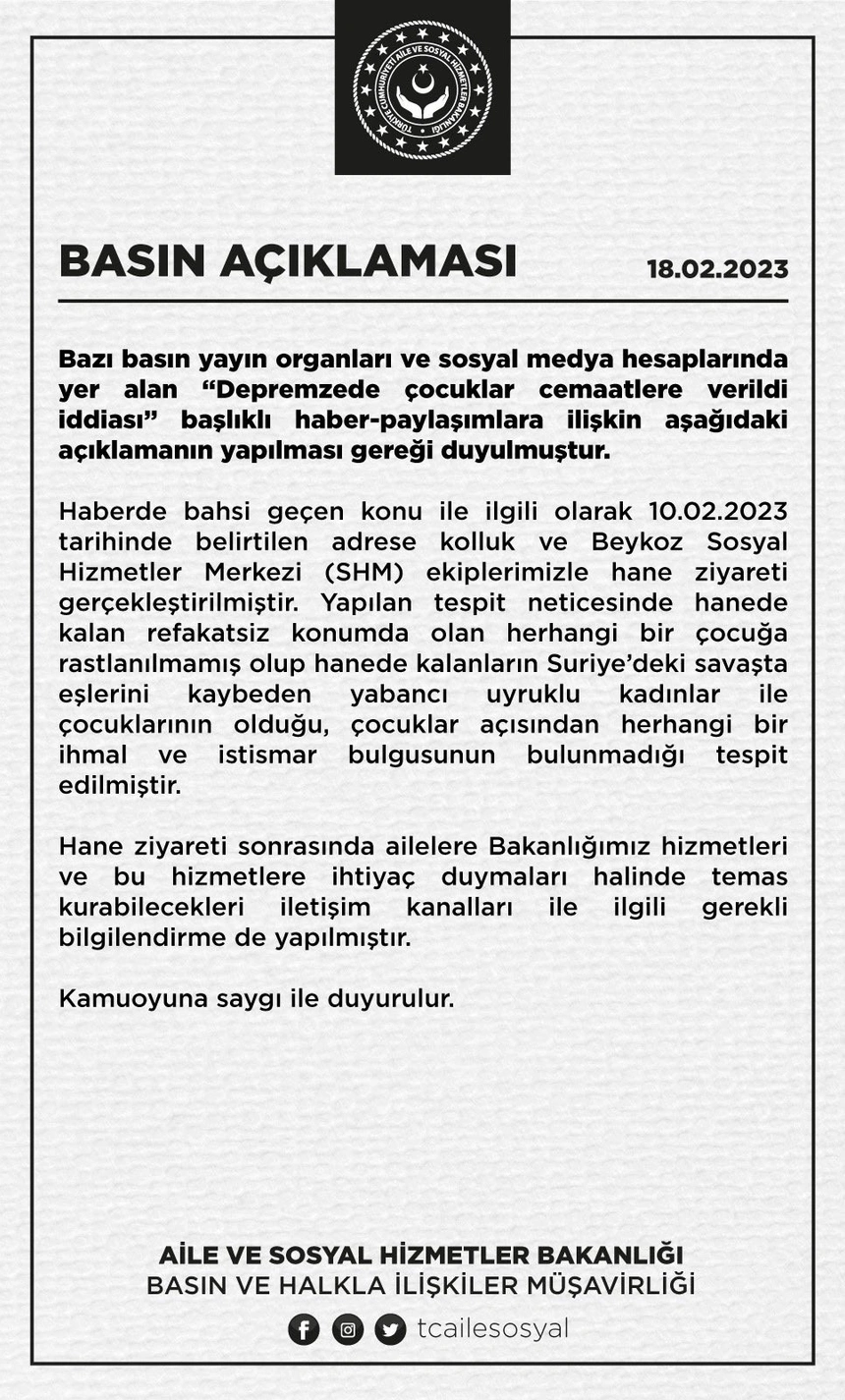 aile bakanlığı aöıklama