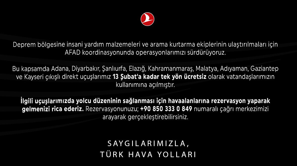 THY Uçak Seferleri Açıklama
