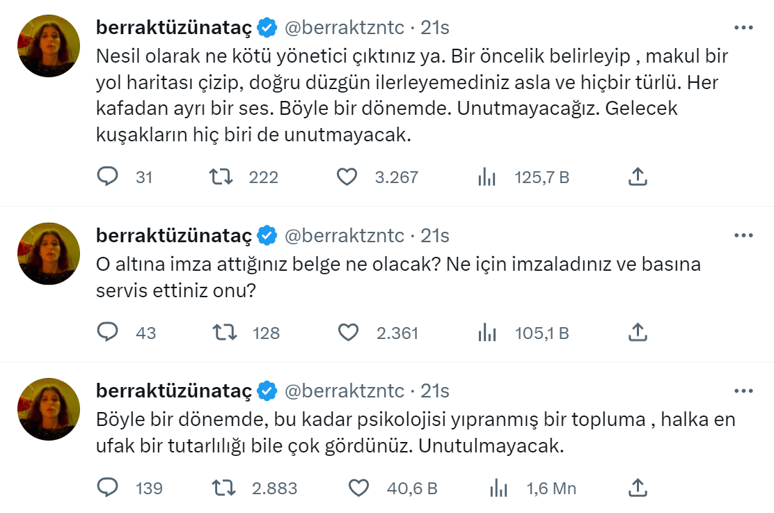 Berrak Tüzünataç Meral Akşener Tweet