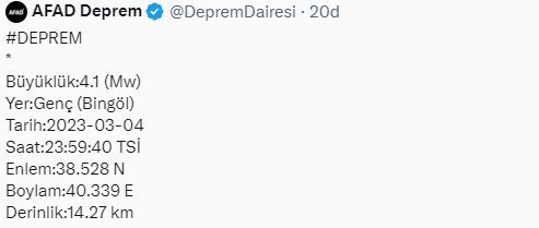 bingöl deprem