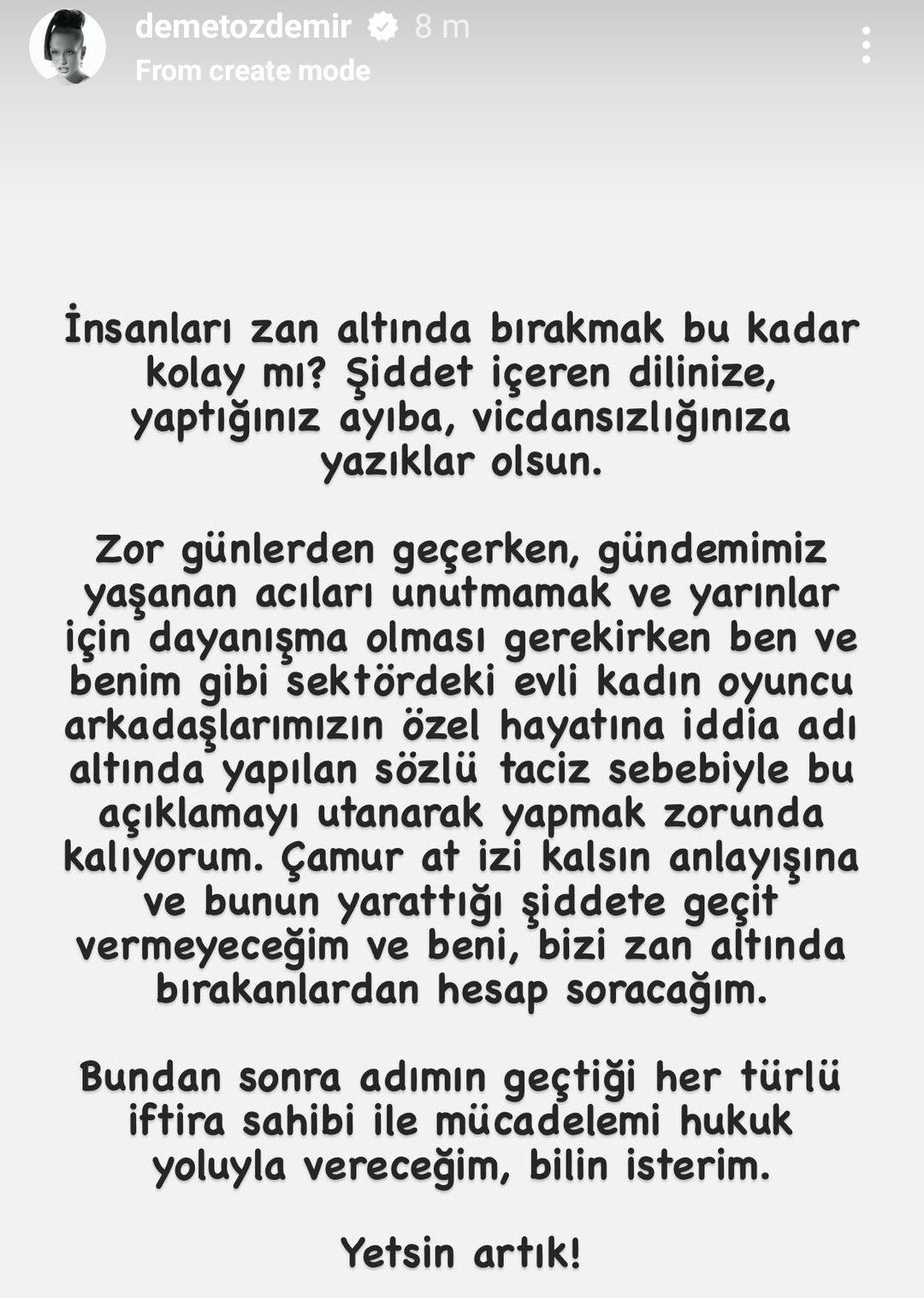 demet özdemir açıklama