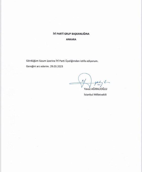 İYİ Parti İstanbul Milletvekili Yavuz Ağıralioğlu partisinden istifa etti