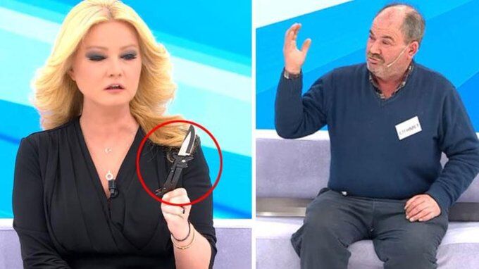müge anlı bıçakla stüdyoya geldi