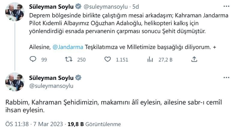 süleyman soylu acı haberi duyurdu
