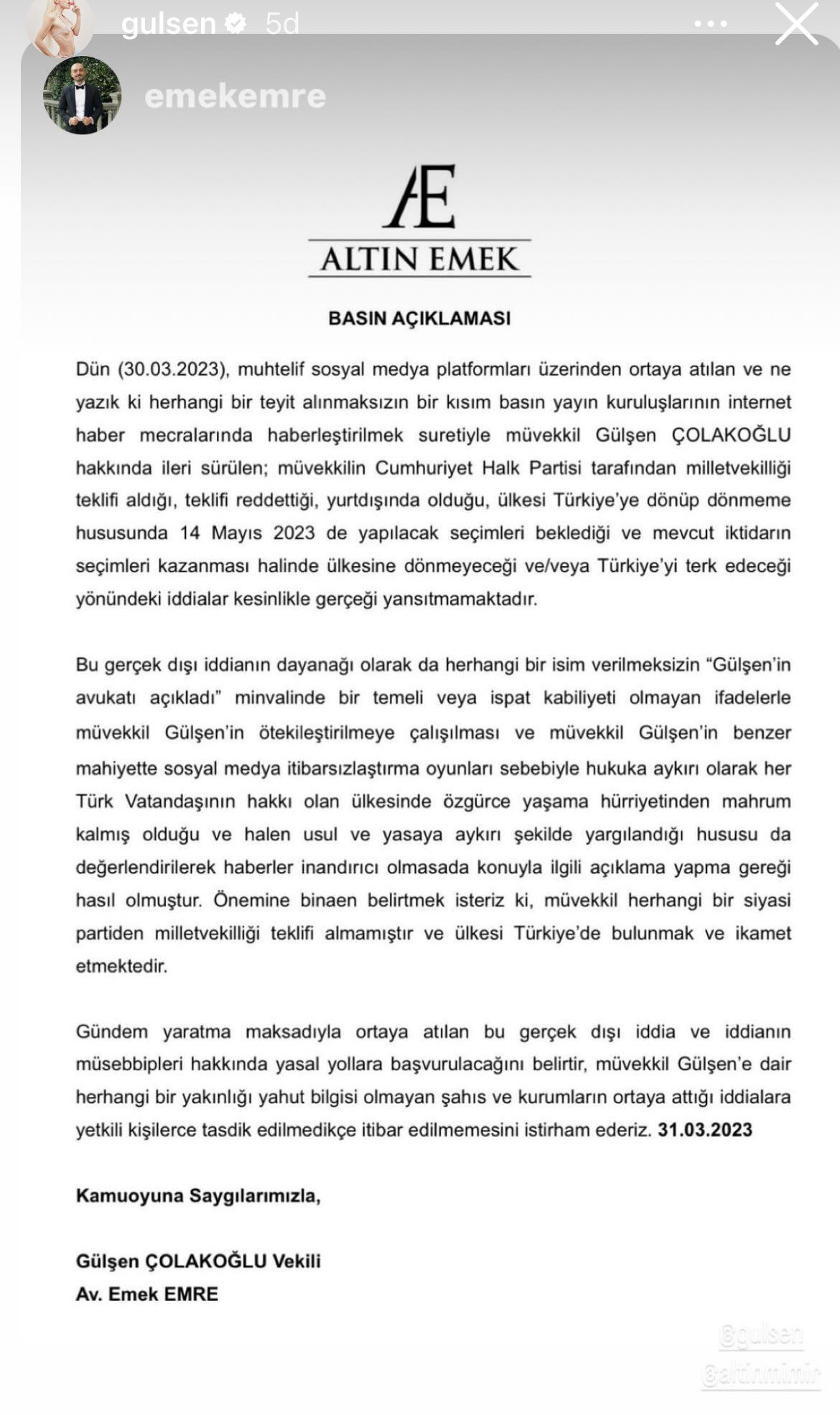 gülşen yasal yollar
