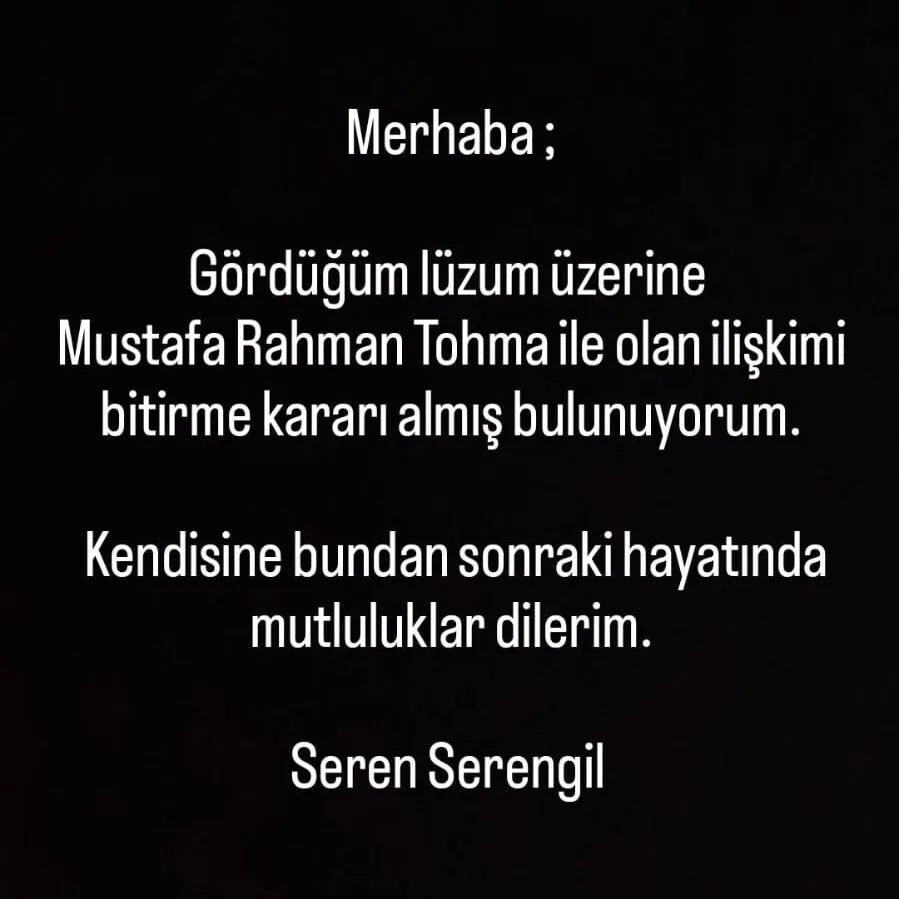 Seren Serengil Ayrılık Açıklaması