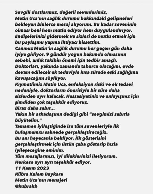 metin uca sağlık durumu