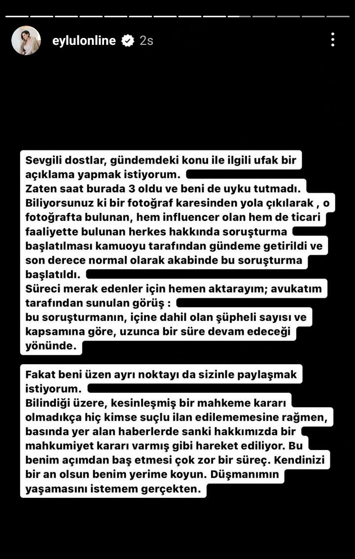 Eylül Öztürk Açıklama