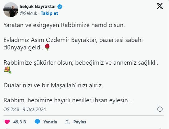 Selçuk Bayraktar Tweet