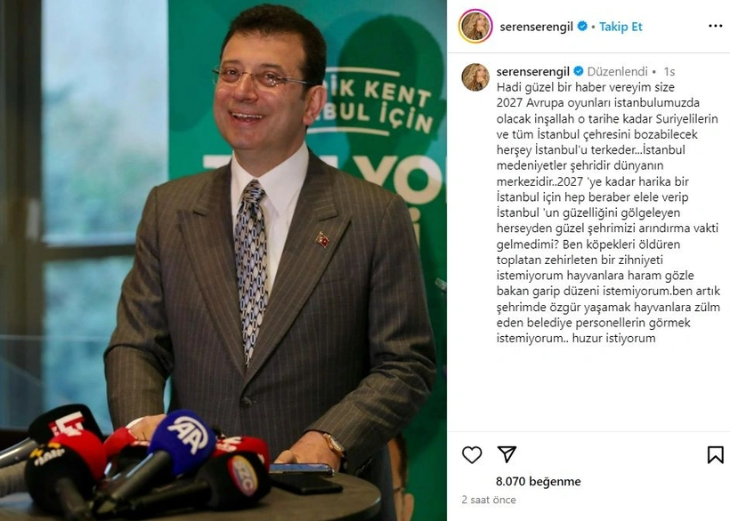 Seren Serengil Ekrem Imamoğlu Paylaşımı