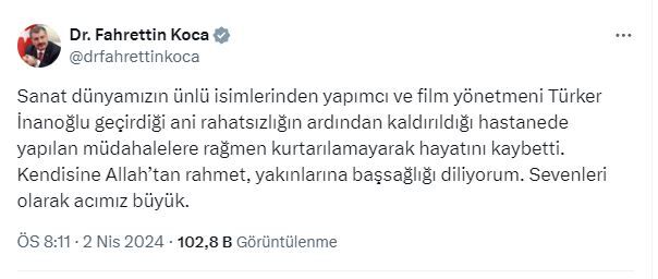 Fahrettin Koca Vefat Haberi