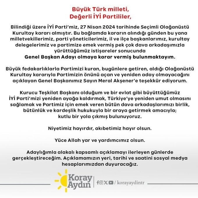 Koray Aydın Açıklama