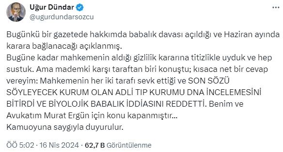 Uğur Babalık Açıklaması