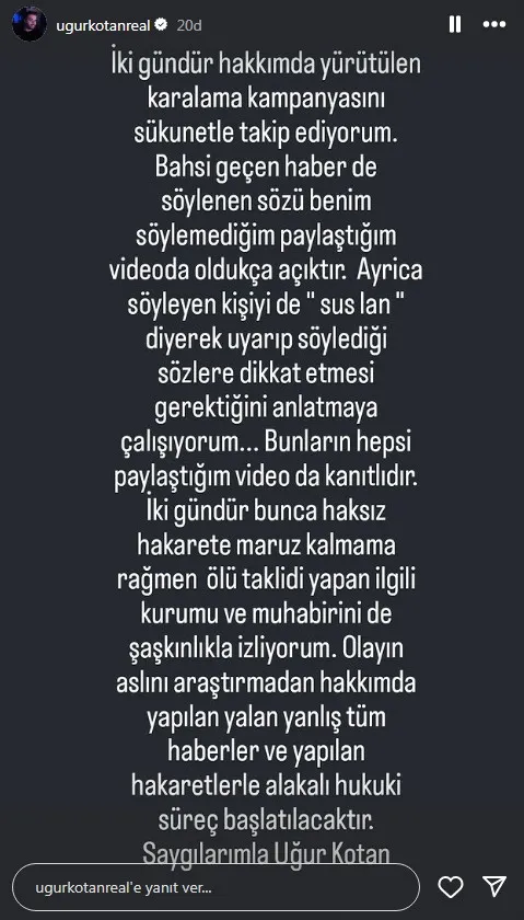 Uğur Kotan Açıklama