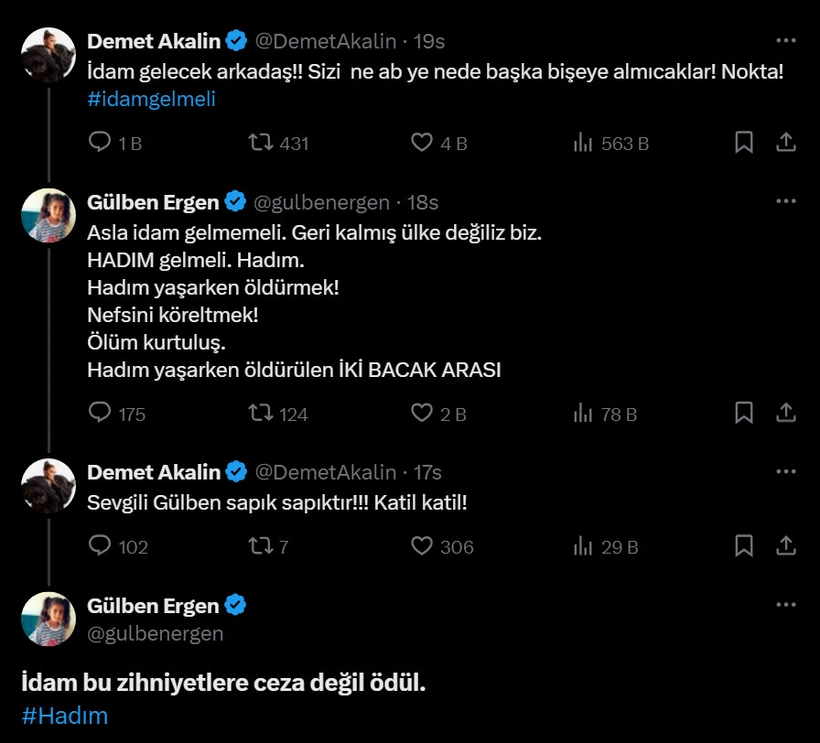 Demet Akalın Gülben Ergen X Paylaşımları