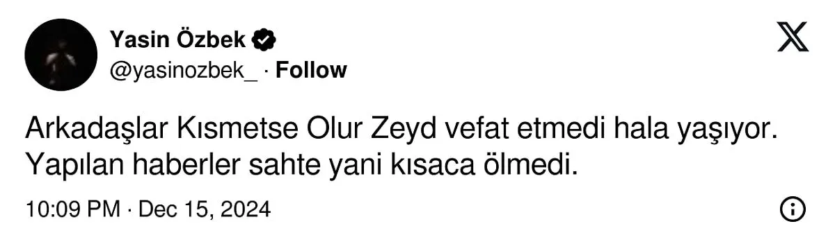 Yasin Özbek Açıklama