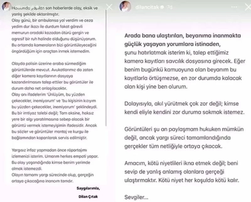 Dilan Çıtak Açıklama