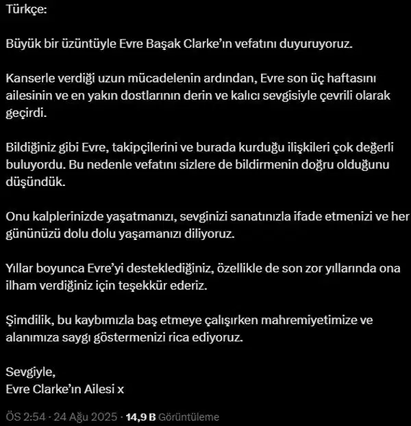 Vefat Açıklaması