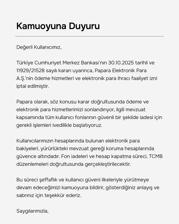 Papara Açıklama