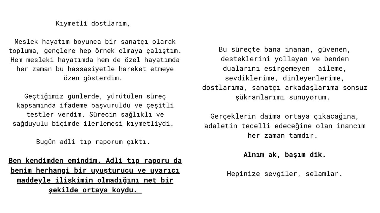 Sıla Gençoğlu Açıklama
